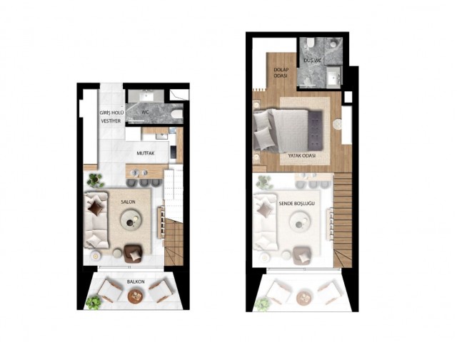 Wohnungen zum Verkauf 1 + 1 in COURTYARD PLATINUM. Iskele, Bogas, Nordzypern.