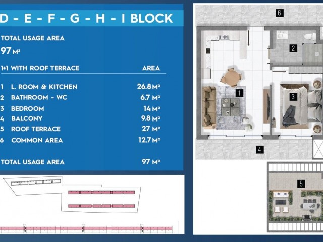 Wohnungen zum Verkauf 1 + 1 im Komplex SALAMIS HOLIDAY HOMES. Yeni Boazichi, Nordzypern.