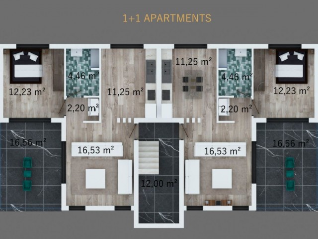 Preisnachlass! Apartment 1+1 mit privater Terrasse in Boaz.