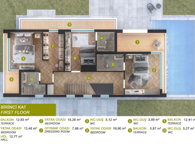 Вилла 4+1 в 350 метрах от моря. Гирне.