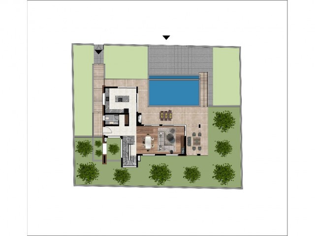 Villa 5+2 mit Pool in einem futuristischen Projekt in Lapta.