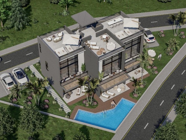 Studio- und Loft-Penthouse zum Verkauf in einem Komplex mit Pool in Esentepe