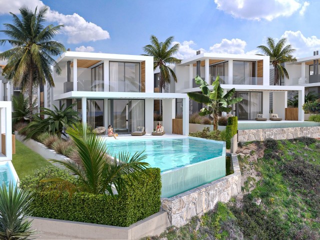 Zu 80 % fertiggestellte, sehr gut für Investitionen geeignete Ferienwohnungen in Kyrenia Esentepe, 100 Meter vom Meer entfernt. Innerhalb der Website.