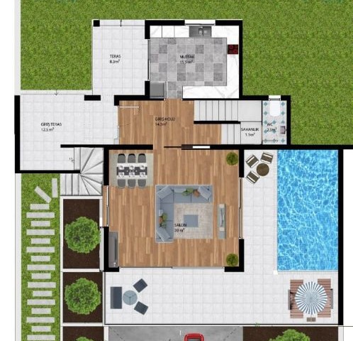 3+1 VILLA ZUM VERKAUF IN Çatalköy, EINZELN AUTORISIERT