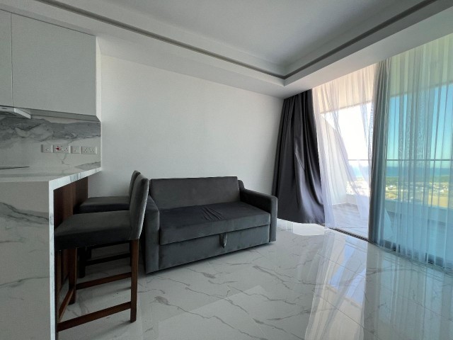 Verkauf einer fertigen 1+1-Wohnung im Block A Grand Sapphire mit Blick auf Famagusta im 23. Stock