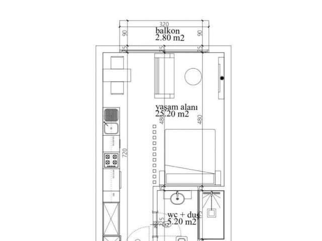 Manhattan 💥Stüdyo Gaziveren'de 50m2 (ön cephe)