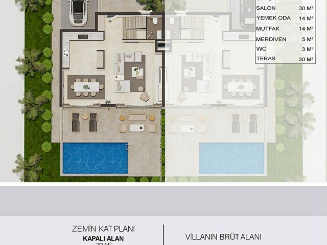 3+1 brand new villa for sale in Famagusta Yeniboğazi