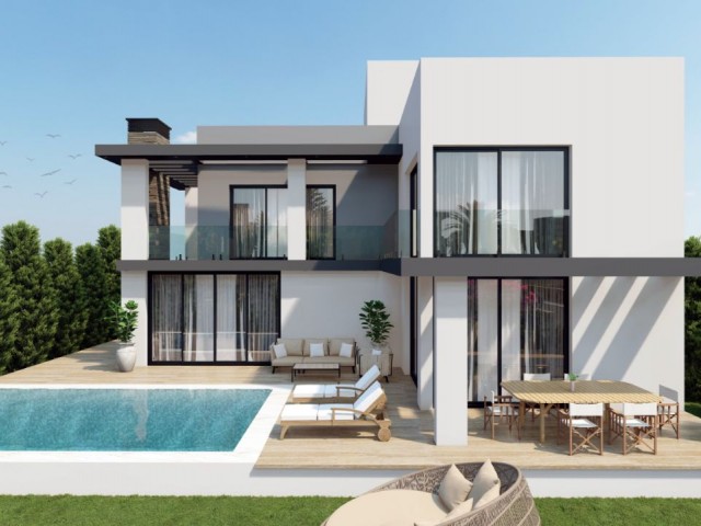 LUXUSVILLA ZU VERKAUFEN IN GİRNE KARŞIYAKADA 4+1 240 M2 IN FUSSLÄUFIGER ENTFERNUNG ZUM MEER