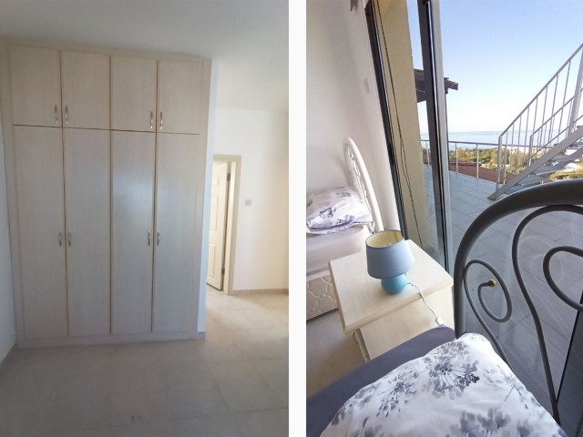 Tam deniz manzaralı 2 yatak odalı penthouse