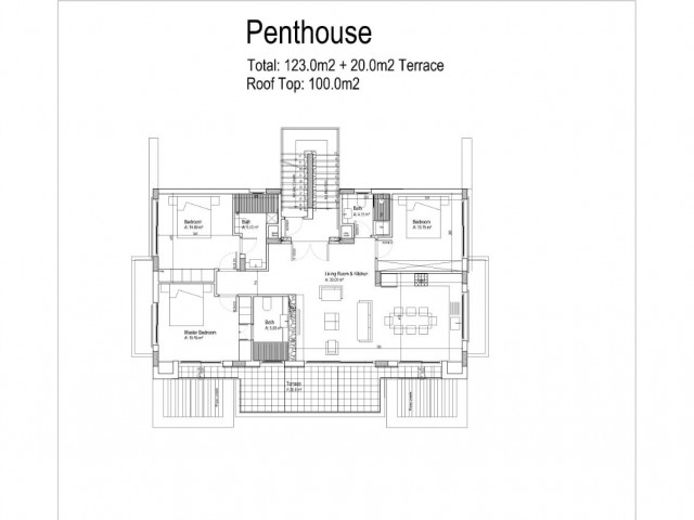 3 yatak odalı deniz manzaralı penthouse villa