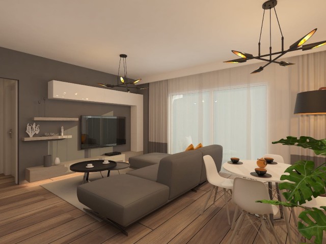 آپارتمان 2+1 کاملا نو برای فروش در آلسانجاک با منظره کوه و دریا