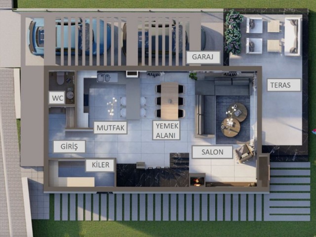 Gonyeli Moderna Villen mit 3 Schlafzimmern 130m2 und 150m2