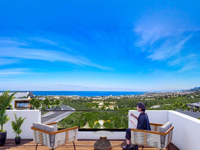 Girne Lapta'da 3+1 muhteşem Linear Havuzlu Penthouse.