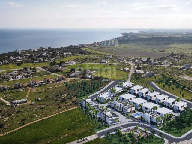 Boaz'daki Aquamarine Bogaz Mansions adlı kapalı, sınırlı, alçak katlı komplekste, kendi terası ve havuza erişimi olan 1+1 daire, 47m2