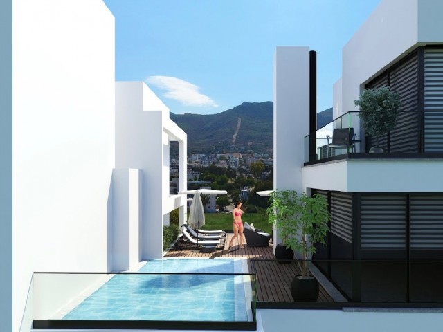 3+1 Penthouse-Wohnung mit privatem Pool zum Verkauf im Zentrum von Kyrenia