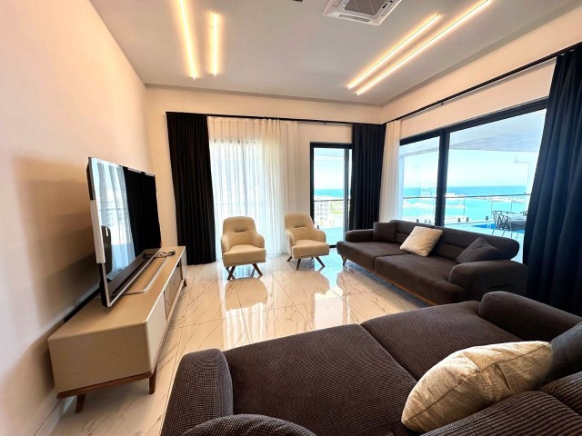 3+1 Penthouse with Private Swimming Pool for Rent in Kyrenia Center / Beachfront