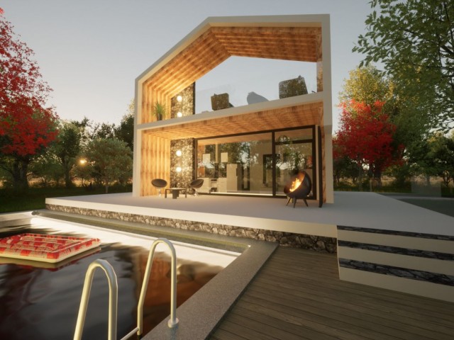 Völlig freistehend, Zahlung geplant, moderne Architektur, 2+1 Haus in einem neuen Projekt in Karaağaç £139.000