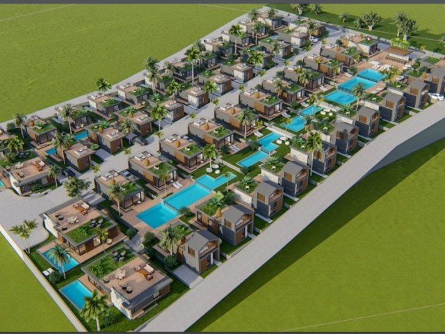 Vollständig freistehend, Zahlung geplant, moderne Architektur, 3+1 Bungalow in einem neuen Projekt in Karaağaç £278.000