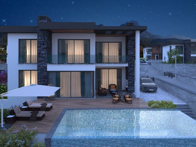 Neueste Villa zum Verkauf in Kyrenia Zeytinlik, 4+1 türkisches Haus mit Meer- und Bergblick!