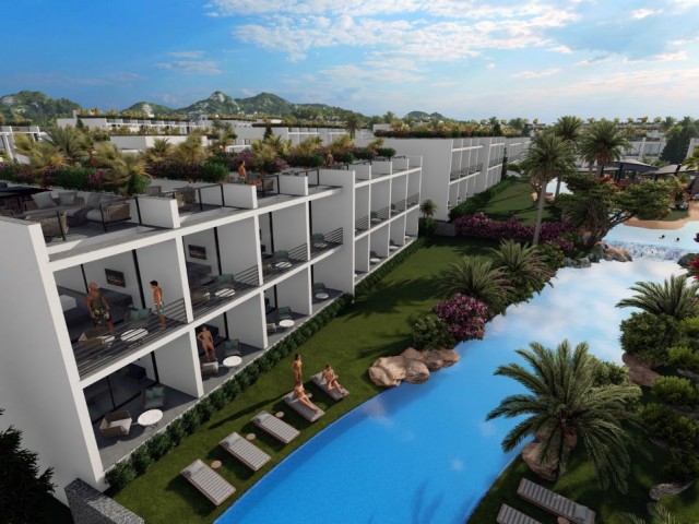 Luxuriöser Studiogarten zum Verkauf an der ruhigen Küste von Tatlısu mit herrlichem Blick auf das Mittelmeer