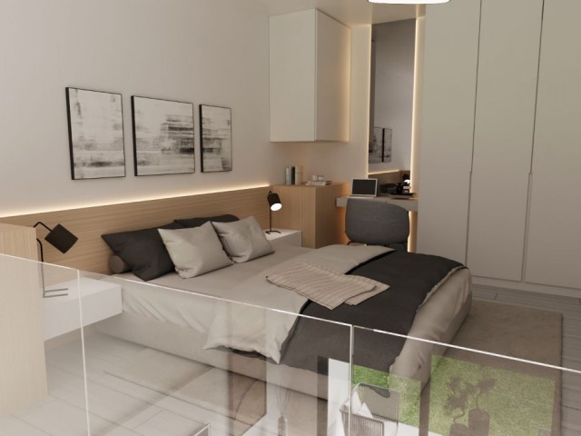 آپارتمان 1+1 دوبلکس با طراحی زیبا برای فروش در İskele، با بسیاری از امکانات اجتماعی