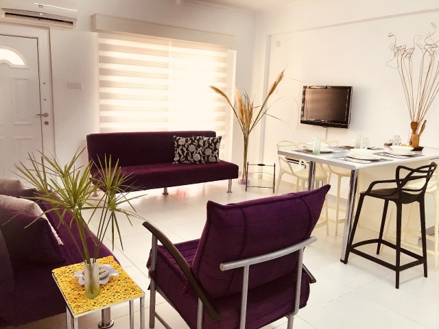 You can rent our fully furnished apartment in Long Beach - Iskele, in a site with a pool, within wal