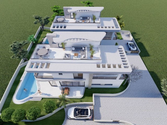 4+1 FULLY DETACHED VILLAS FOR SALE IN GIRNE/LAPTA WITH MOUNTAIN AND SEA VIEWS AND PRIVATE POOL, 200 m FROM THE SEA..0533 859 21 66