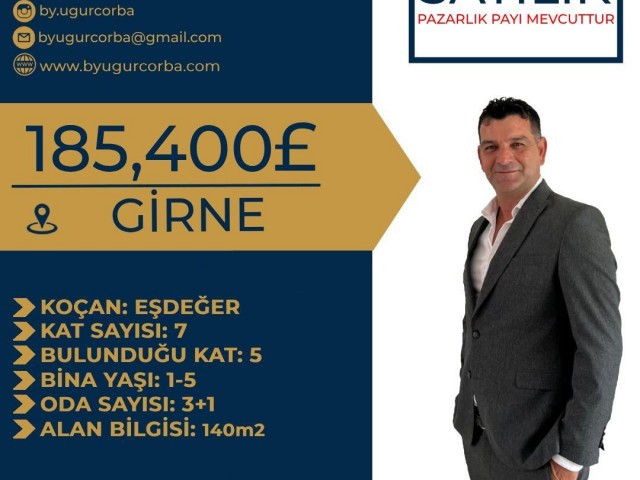 GİRNE MERKEZ 3+1 SATILIK DAİRE 