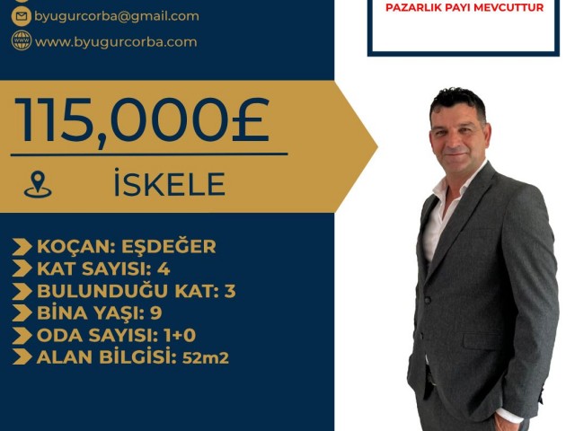 STUDIO FLAT FOR SALE WITH POOL VIEW IN İSKELE SITE