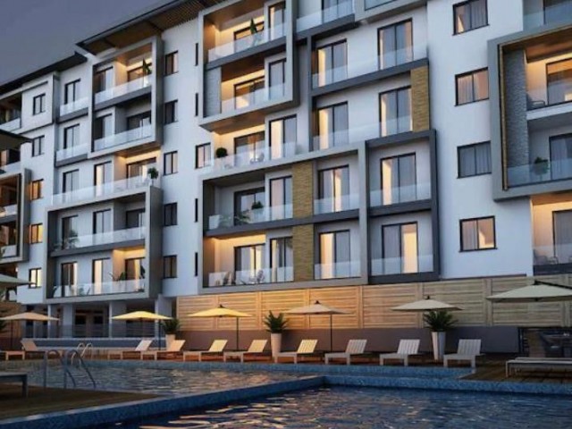 1+1 Wohnung zum Verkauf im Zentrum von Kyrenia, in fußläufiger Entfernung zu allem, auf einem Grundstück mit Pool