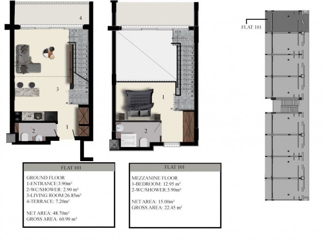 Modern 1+1 Loft: Girne Karşıyaka'da Harika Bir Yatırım Fırsatı!