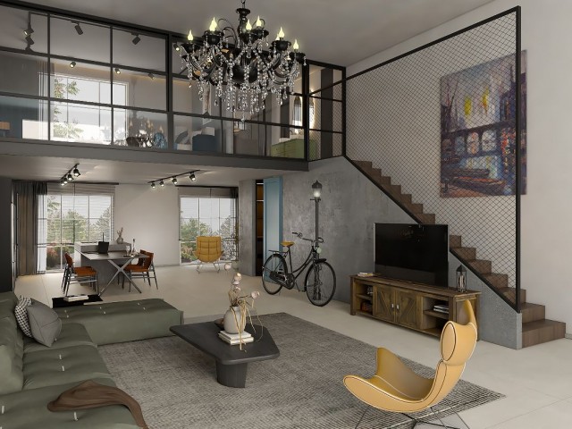 1+1 loft apartments with garden and 2+1 penthouses with roof terace within the site