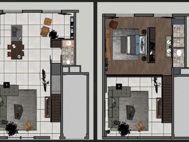 2+1 Penthouse-Wohnungen an einem Standort in der Region Kyrenia Edremit