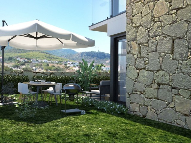 Роскошные квартиры 2+1 с садом на первом этаже и террасой на верхних этажах в регионе Кирения Алсанджак