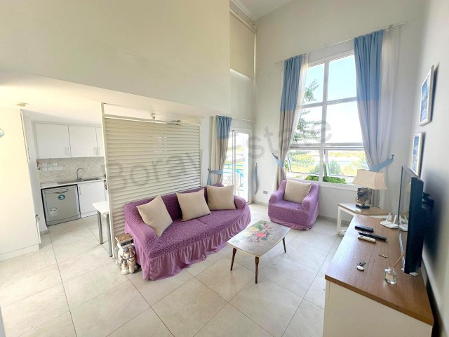  Dublex 1+1 garden apartment with sea view in a complex with a pool