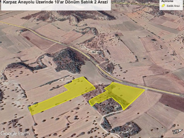 2 Grundstücke von jeweils 10 Hektar zum Verkauf an der Karpaz-Hauptstraße