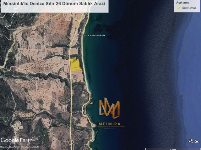 26 Acres of Seafront Land for Sale in Mersinlik