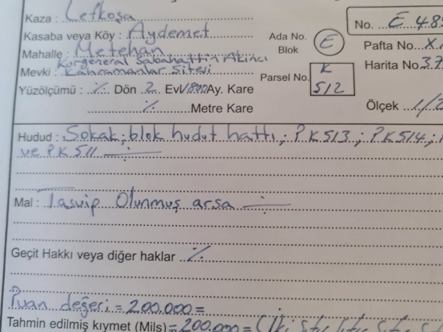 Lefkoşa Metehan da satılık arsa