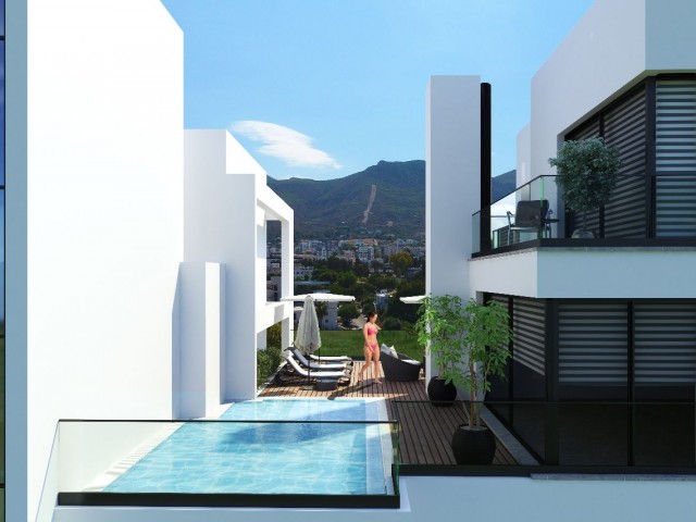 Новые квартиры с двумя спальнями в самом сердце города Kyrenia.