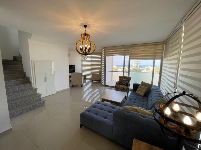 Fully Furnished 3+1 Duplex Penthouse Flat for Sale in Kyrenia Center with Mountain Sea View