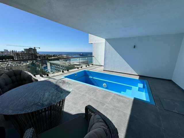 3+1 FLAT FOR RENT IN KYRENIA CENTER, WITH UNCLOSED SEA VIEW AND PRIVATE POOL