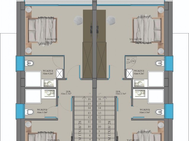 LUXURIÖSE DOPPELVILLA MIT 2 SCHLAFZIMMERN IN TATLISUDA