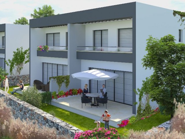 Квартиры с садом 2 + 1 и 3 + 1, которые скоро будут завершены в Гирне, Алсанджак. ** 