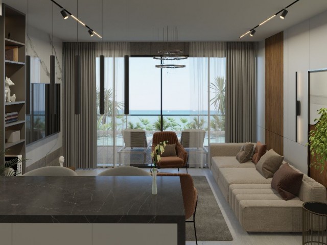 Kyrenia, im Herzen von Esentepe, 1 +1 Penthouse-Villa, 53m terrassiert, direkt am Meer, das luxuriöseste Design