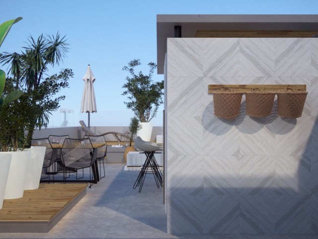 Kyrenia, im Herzen von Esentepe, 1 +1 Penthouse-Villa, 53m terrassiert, direkt am Meer, das luxuriöseste Design