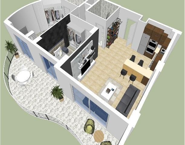 2+1 Apartment mit zwei Bädern in Edelweiß.