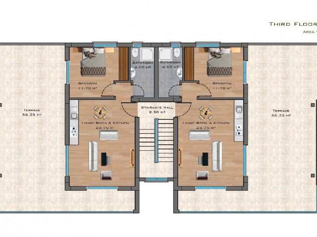 Royal Sun Elite Residence'ta 1+1 penthouse daire.