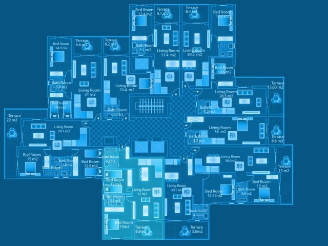 آپارتمان 2+1 در Цезарь Резорт