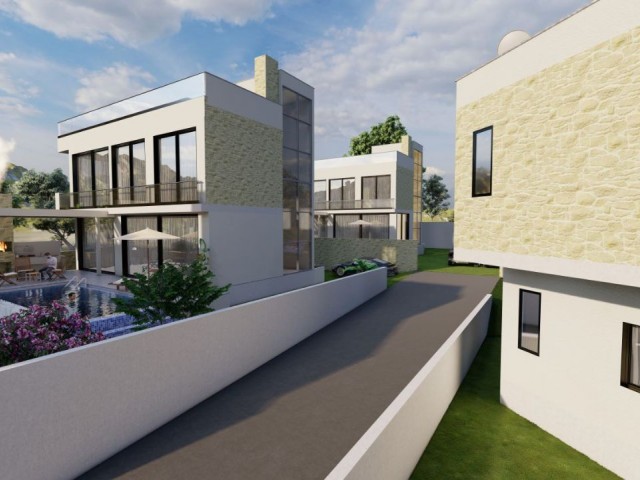 3+1 Modern Villas with Sea View for Sale in Esentepe