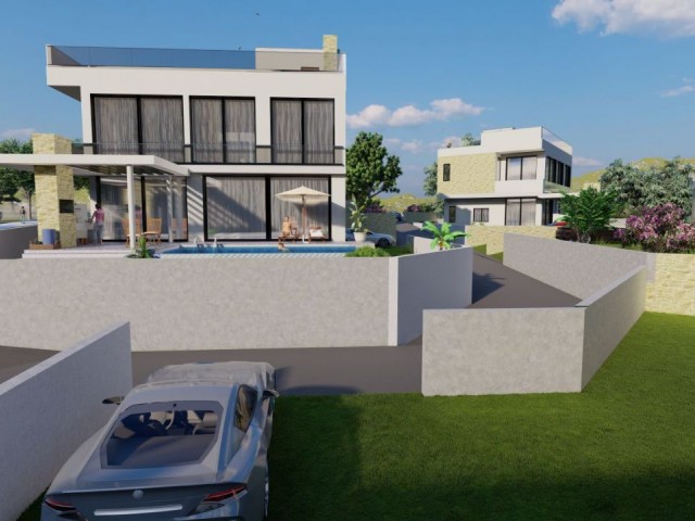 3+1 Modern Villas with Sea View for Sale in Esentepe